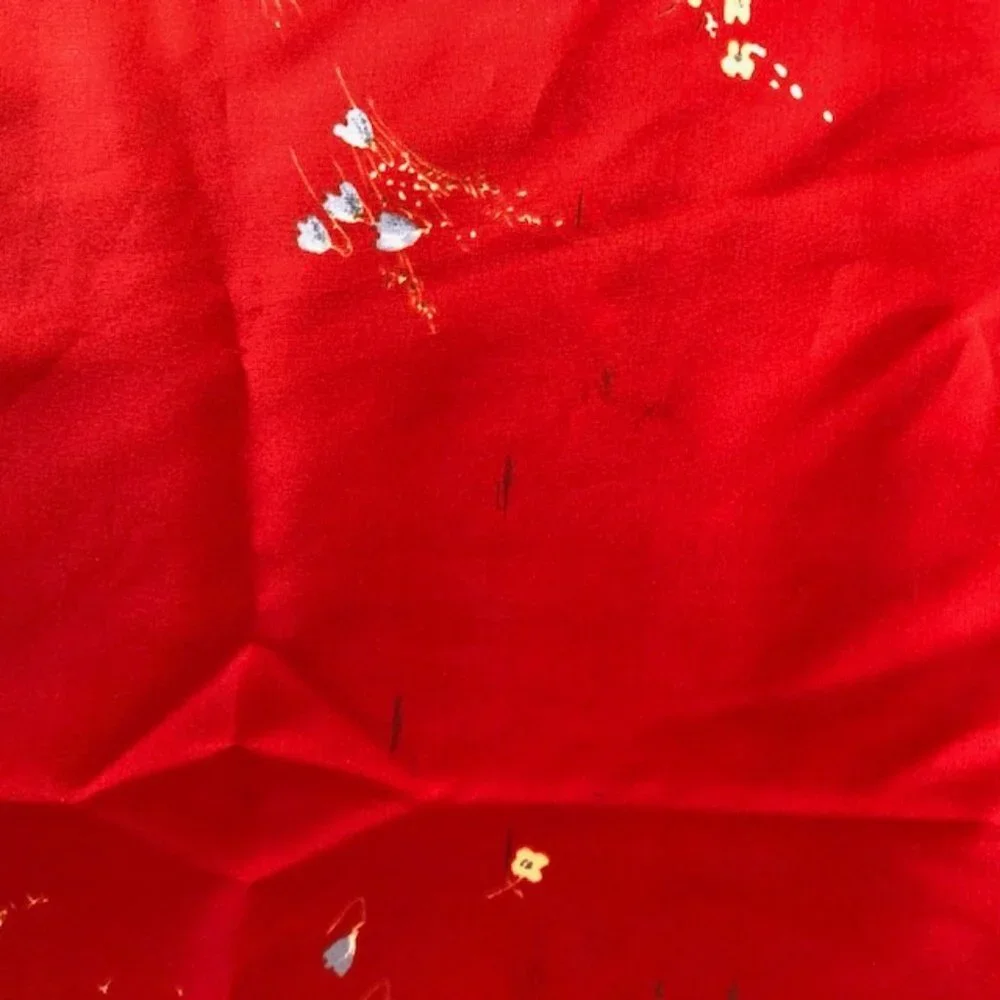 LEONARD Red Floral Square Scarf Vintage